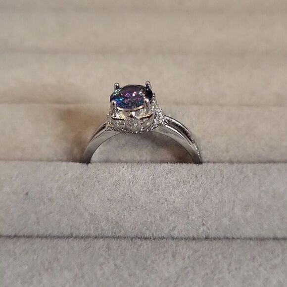 Multi Colors Zirconia Gemstone Ring Size 8 - Picture 9 of 16